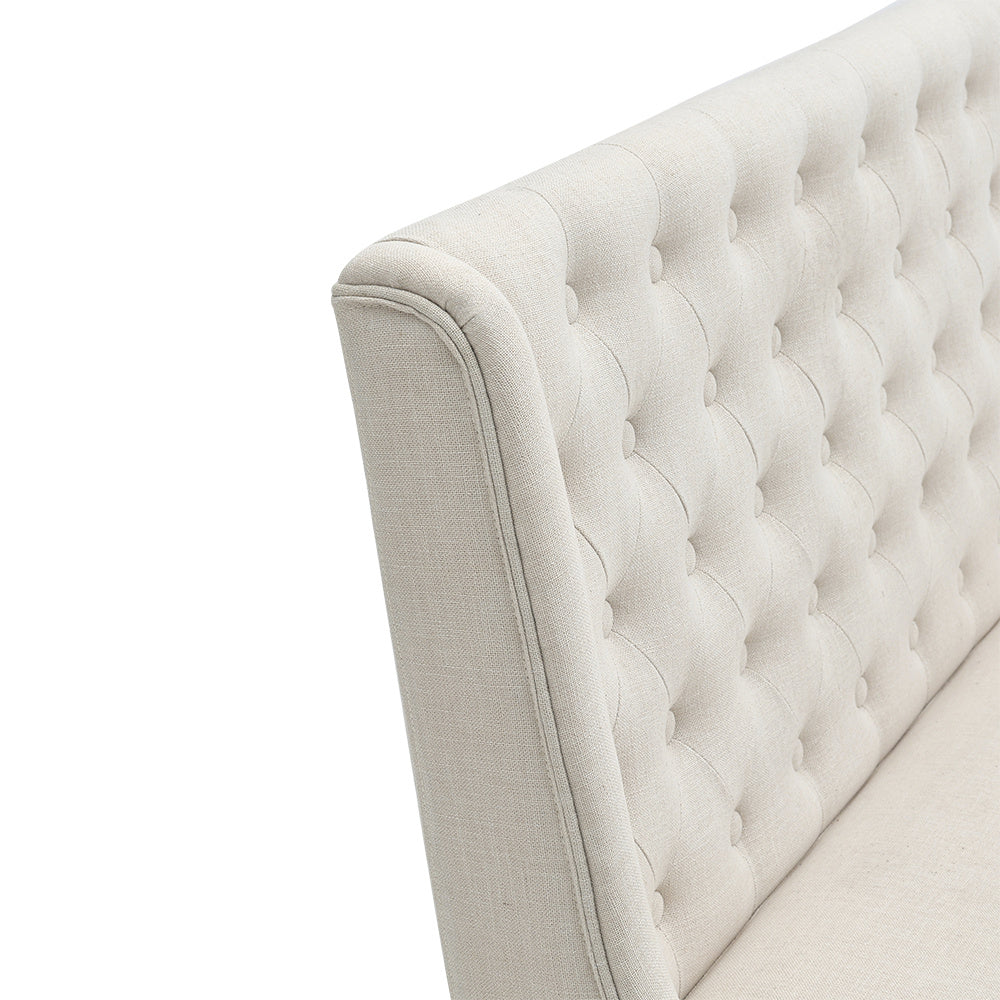 Beige Upholstered Tufted Sofa