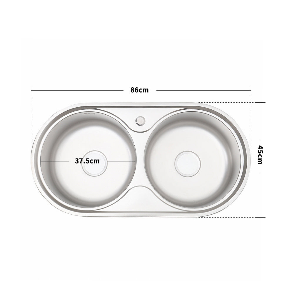 Catering Stainless Steel Double Kitchen Sink Laundry Topmount Round