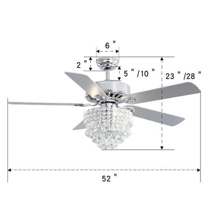52 Inch Chandelier Ceiling Fan Light with 5 Blades and Remote Control