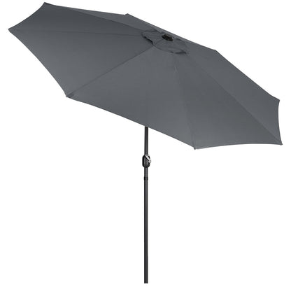 3M Dark Grey Parasol Umbrella Patio Sun Shade Crank Tilt with Round Base