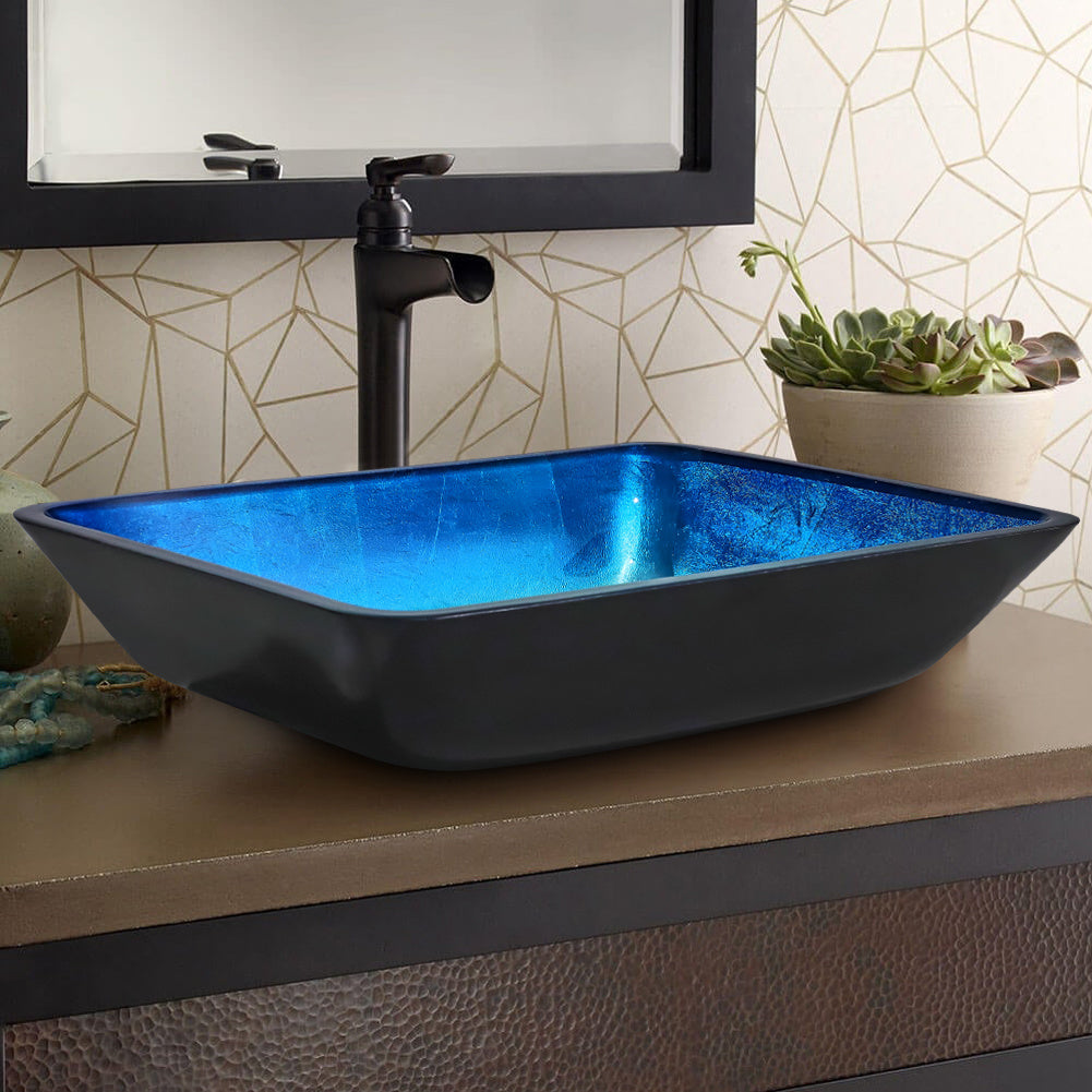 Rectangular Tempered Glass Countertop Basin 46 x 33cm