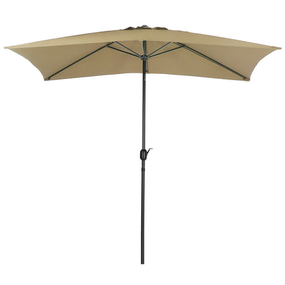 2x3M Large Square Garden Parasol Outdoor Beach Umbrella Patio Sun Shade Crank Tilt No Base, Taupe