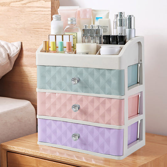 Colorful Makeup Jewellery Organizer Container Storage Box with 3 Drawers