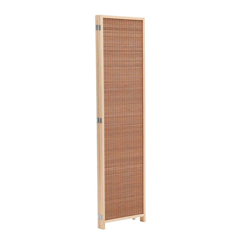 Brown Bamboo Woven 4 Panel Folding Room Divider Privacy Screen