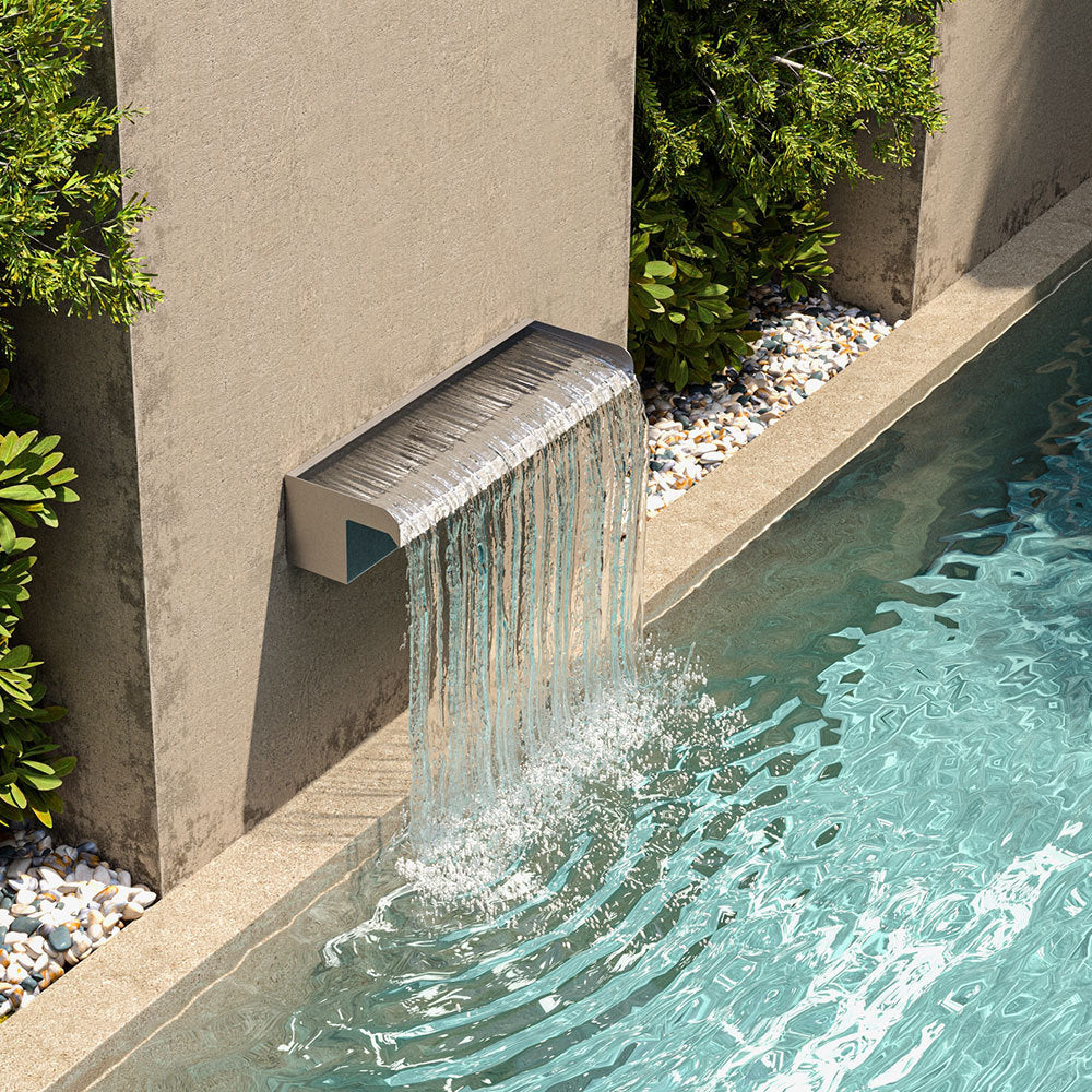 Silver 40cm Garden Pool Stainless Steel Waterfall