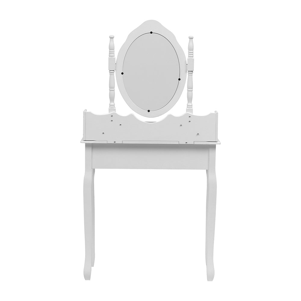 White 4 Drawers Dressing Table with Mirror and Stool Set