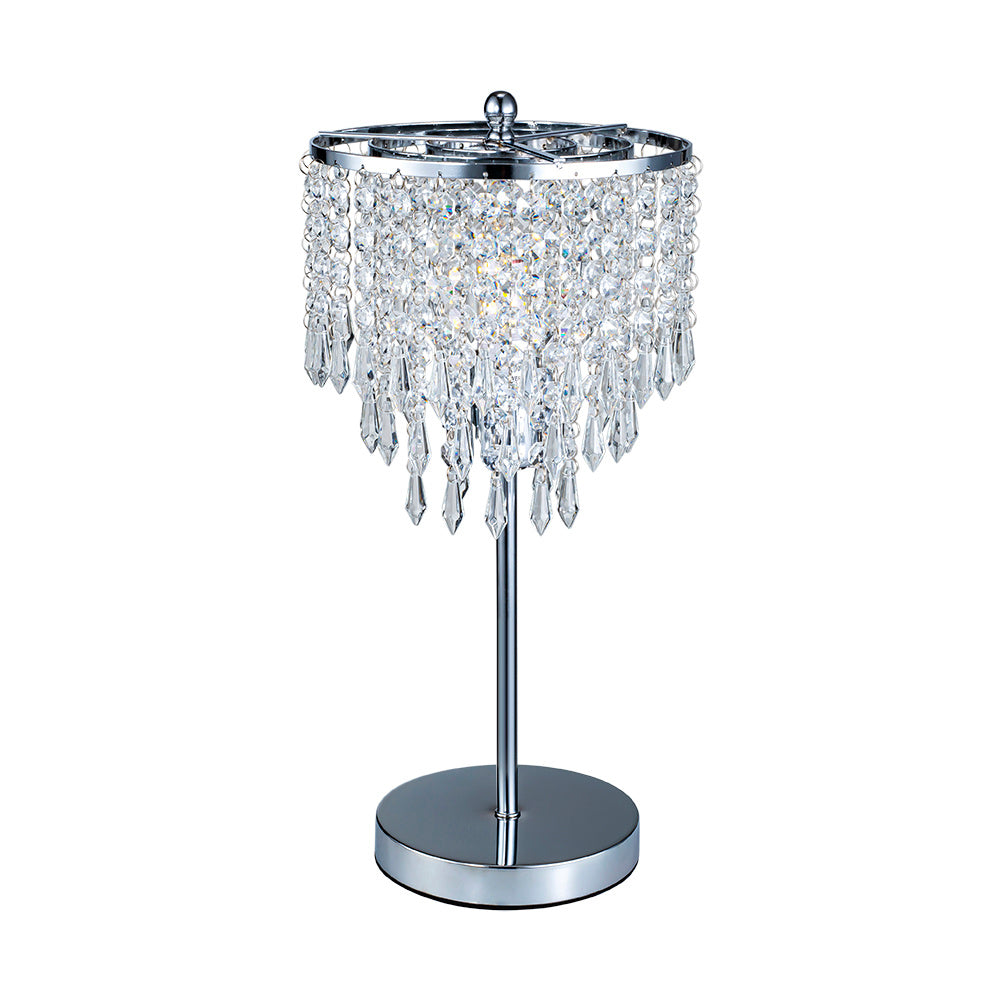 Modern Chrome and Crystal Shade Table Lamp