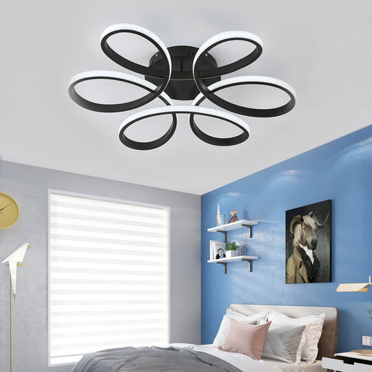 Modern Petal LED Chandelier Ceiling Light Black 58CM Cool White