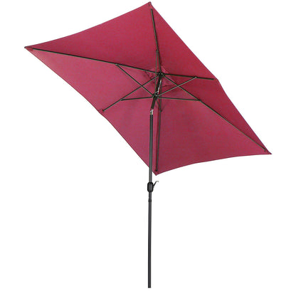 2x3M Rectangular Parasol Umbrella Patio Sun Shade Crank Tilt with Round Base,Wine Red