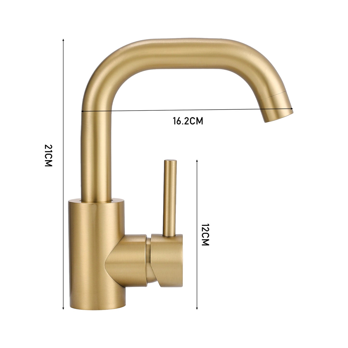 Gold 21cm Arc Single Handle Faucet with Swivel Spout