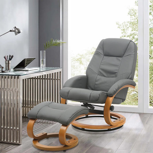 PU Leather Recliner Armchair with Footstool Upholstery