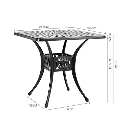 Black Set of 3 Cast Aluminum Outdoor Table and Chair