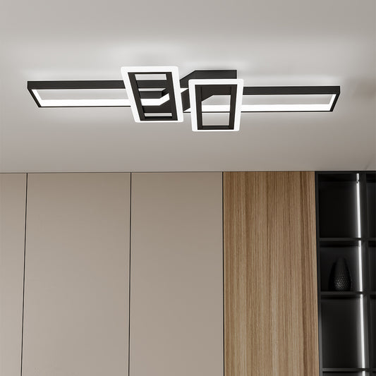 Geometric Black Frame LED Ceiling Light 90x60