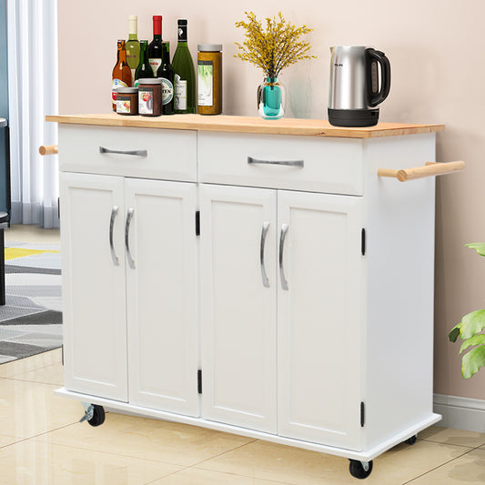 2 Drawers Kitchen Mobile Trolley Storage Cabinet,White