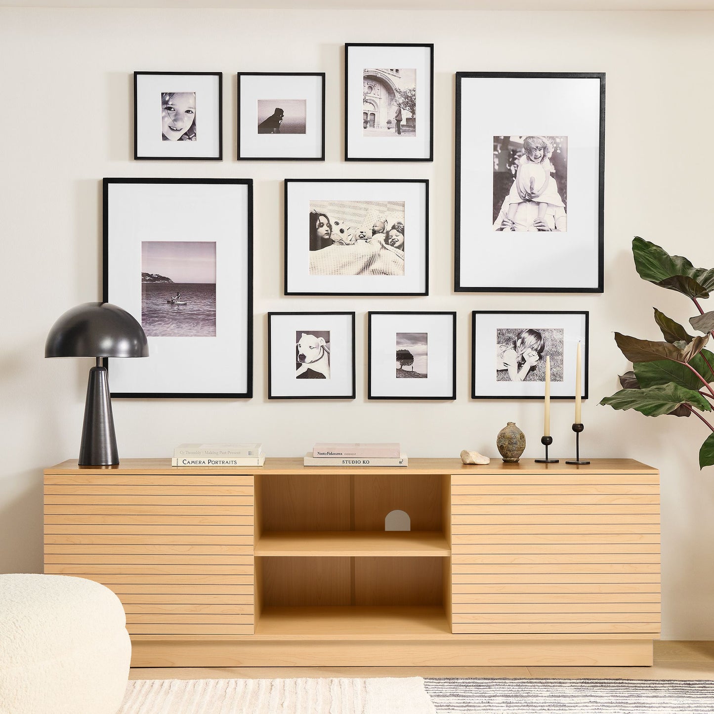 Rustic Wooden TV Stand with 2 Doors and 2 Open Shelves