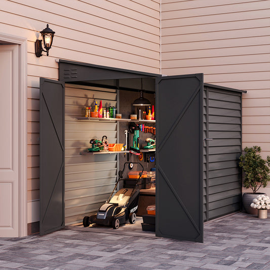 Charcoal Black Outdoor Garden Steel Storage Shed