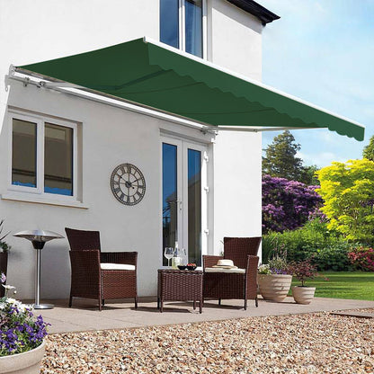 Outdoor Retractable DIY Manual Patio Awning Canopy Garden Shade Shelter, Green 400x300CM