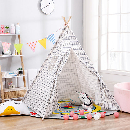 Grid Indoor Indian Teepee Tent Play House Wood Support for Kids