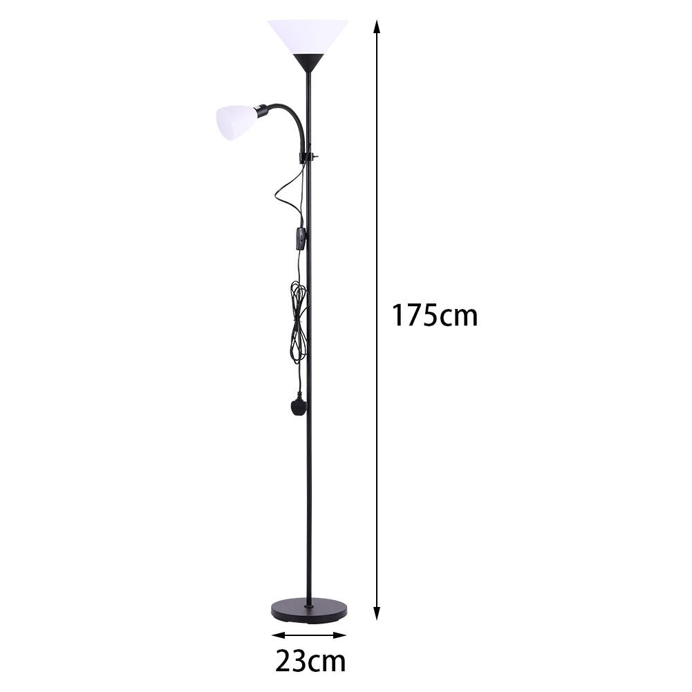 175CM Mother and Child Adjustable Floor Reading Lamp Black