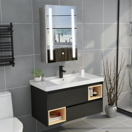 W50 x H70cm LED Mirror Cabinet with Shaver Socket
