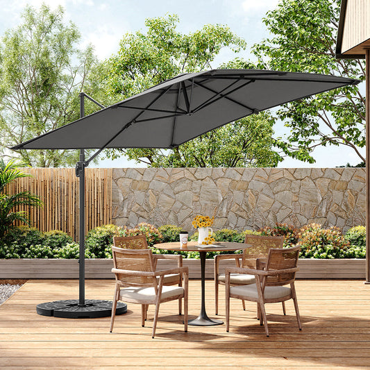 Dark Grey 2.5M Garden Roma Tilting Cantilever Parasol With Fan shaped Base