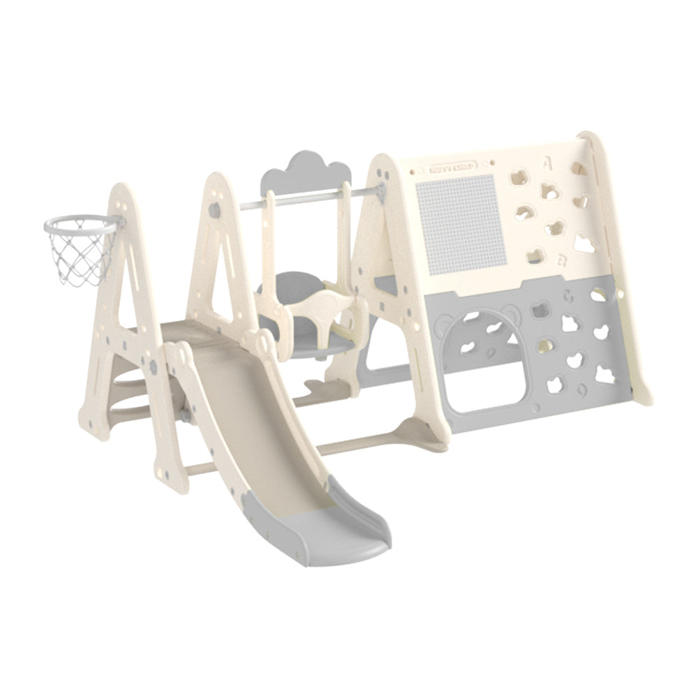 Grey 8 in 1 Toddler Swing and Slide Set with Building Block Baseplate