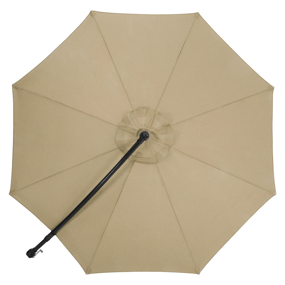 3M Banana Parasol Patio Umbrella Sun Shade Shelter with Fanshaped Base, Taupe