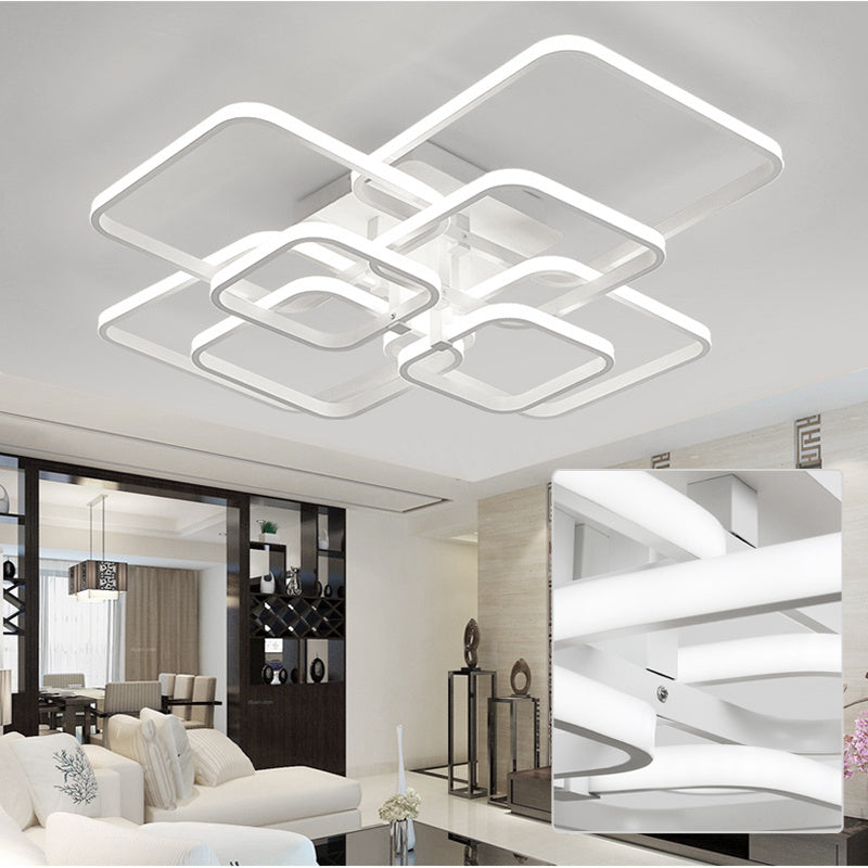 Square LED Ceiling Light Chandelier Lamp Cool White Light, 8 Head