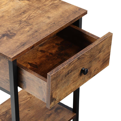 40cm Industrial Side Table with Drawer for Living Room