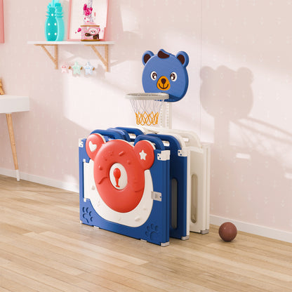 Blue and White Baby Playpen Kids Safety Gate with Basketball Hoop