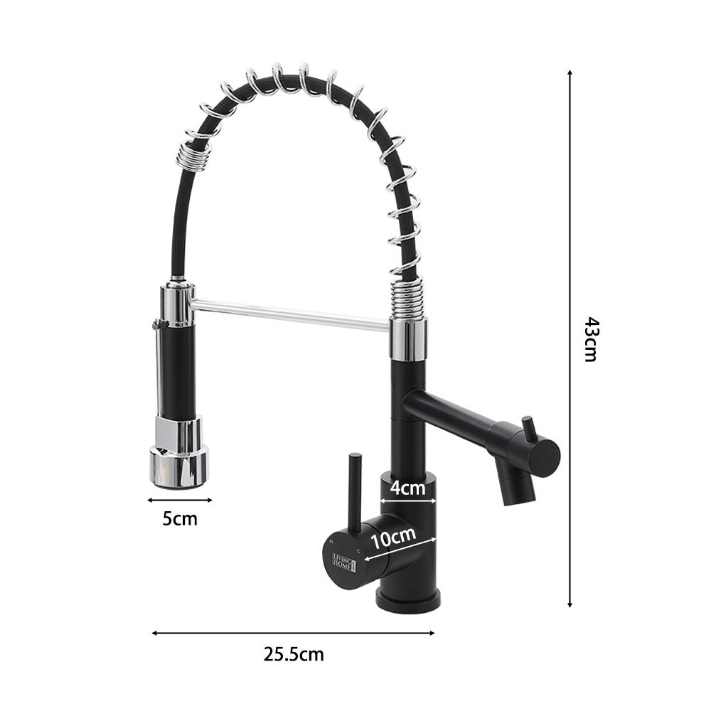 Chrome Black Stainless Steel Kitchen Faucet with Pull Down Spring Spout