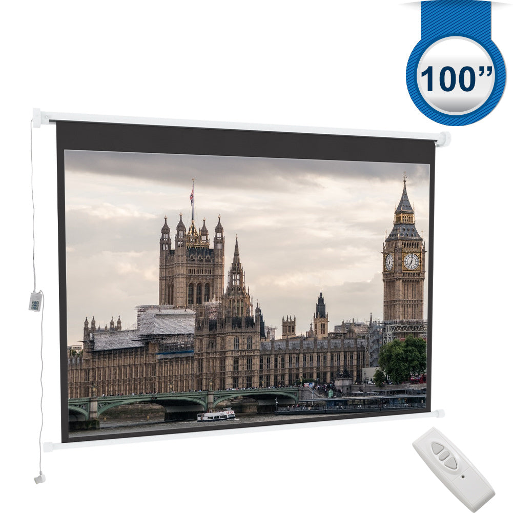 100 Inch Electric Projector Screen Matte White HD for Home Cinema