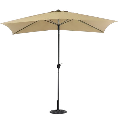 2x3M Rectangular Parasol Umbrella Patio Sun Shade Crank Tilt with Round Base, Taupe