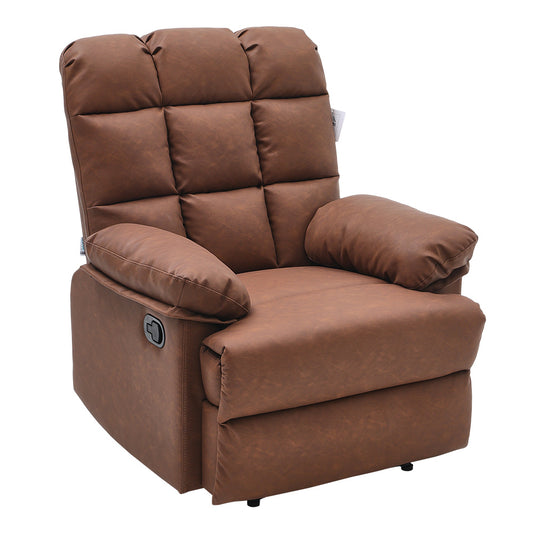 Brown Faux Leather Upholstered Recliner Armchair