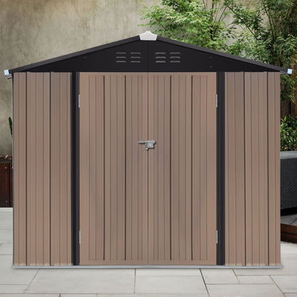 8ft x6ft Brown Metal Garden Shed Garden Storage