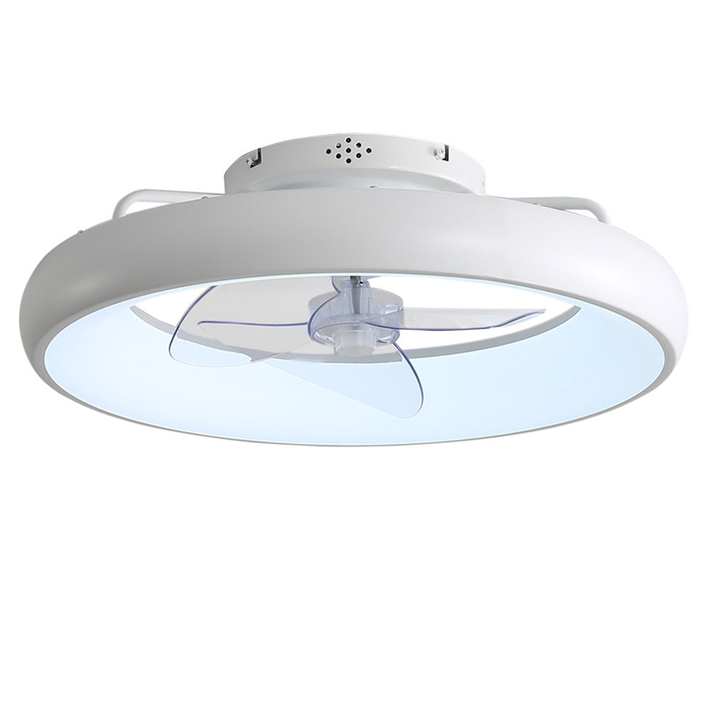 White 20 Inch Industrial Style Ceiling Mount LED Fan Light