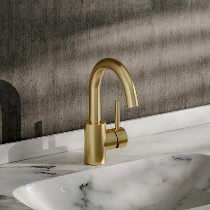 Gold 23cm Arc Single Handle Faucet with Swivel Spout