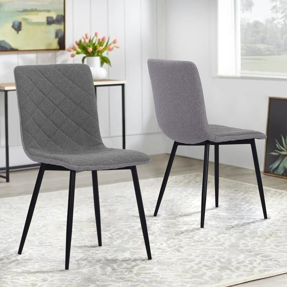 Set of 4 Padded Linen Accent Dining Chairs, Grey