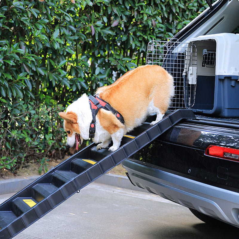 Black Folding Portable Dog Pet Stairs Ramp