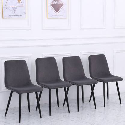 Set of 4 Curved Frosted Velvet Dining Chairs Grey