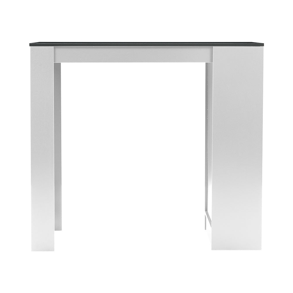 White Wooden Bar Table with Open Shelves,Black Table Top