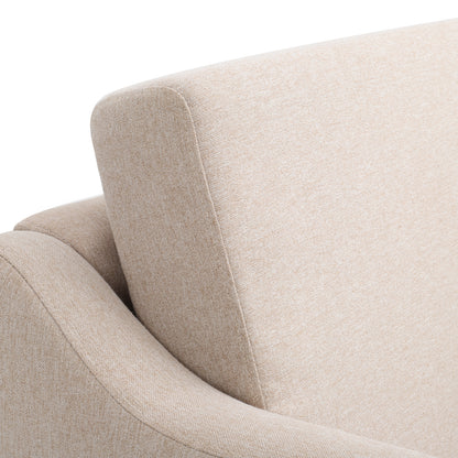 Beige Linen Upholstered Padded Armchair