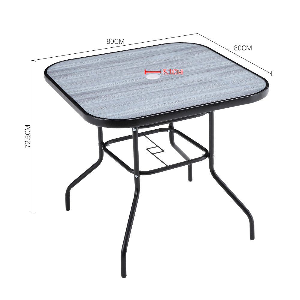 Square Garden Tempered Glass Wood Grain Coffee Table