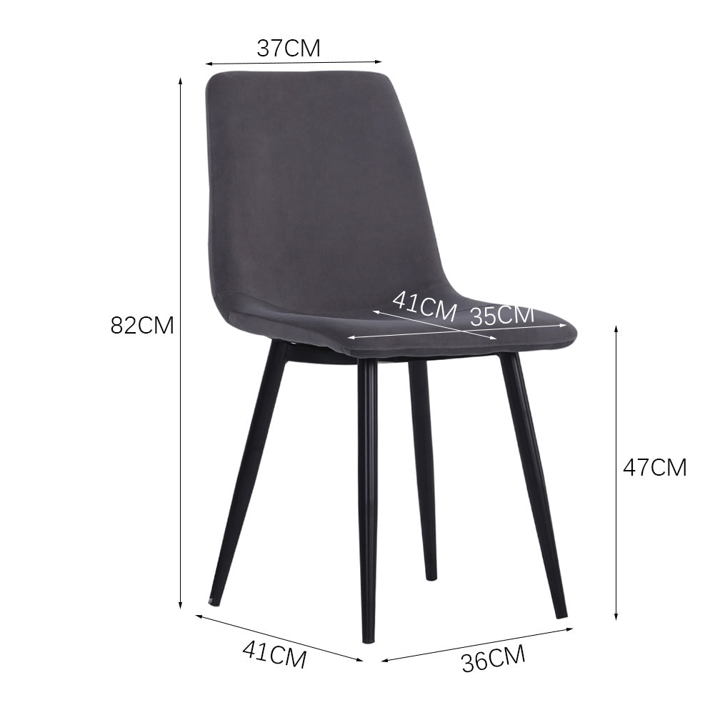 Set of 4 Curved Frosted Velvet Dining Chairs Grey