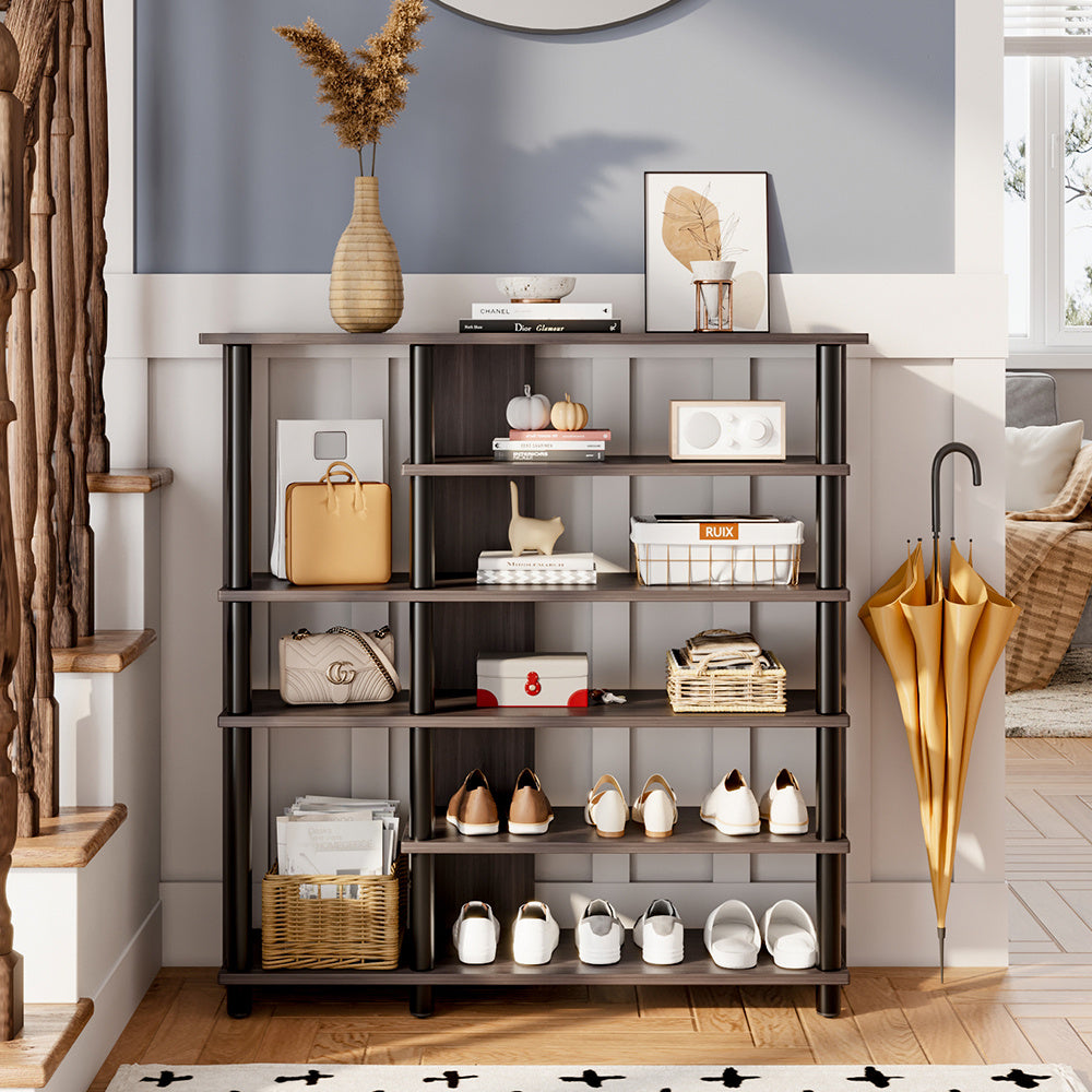 Open-style rectangular wooden shoe rack