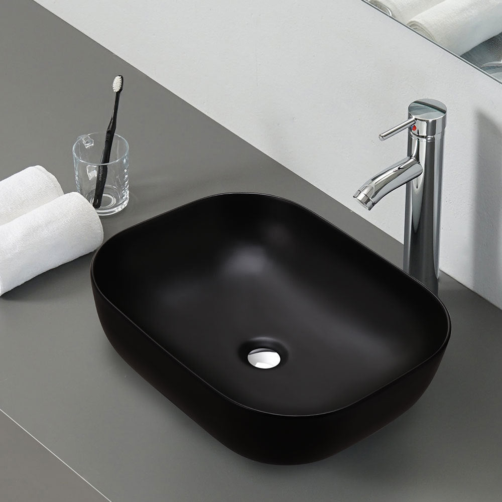 49.5x39cm Rectangular Countertop Vessel Sink Matte Black