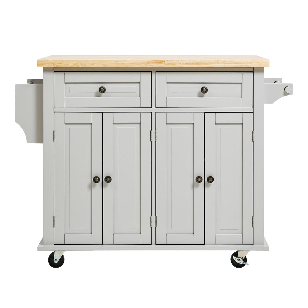 Rolling Wooden Kitchen Island Cart with Storage Cabinet