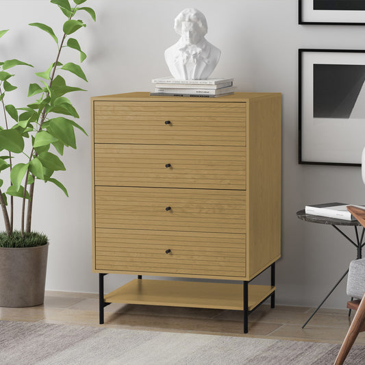 Versatile 4-Drawer Chest with Open Storage Shelf