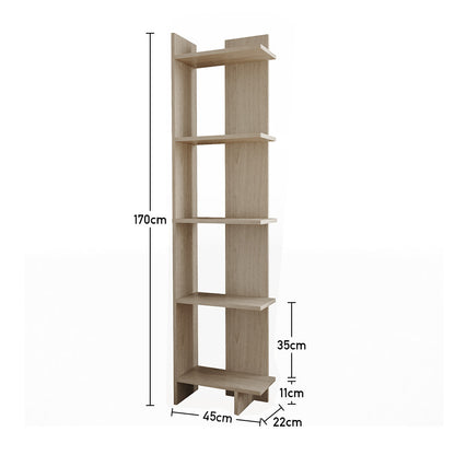 5 Tier Corner Storage Bookshelf Shelving Unit Maple