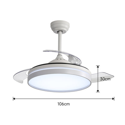 White 42 Inch Dia 106cm Acrylic Ceiling Fan Light with Retracted Blades